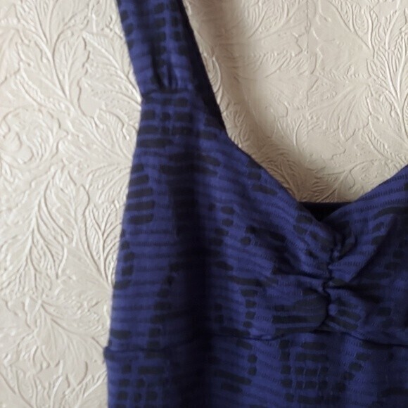 Free People blue black bodycon jacquard mini dress Sz small - Picture 2 of 7